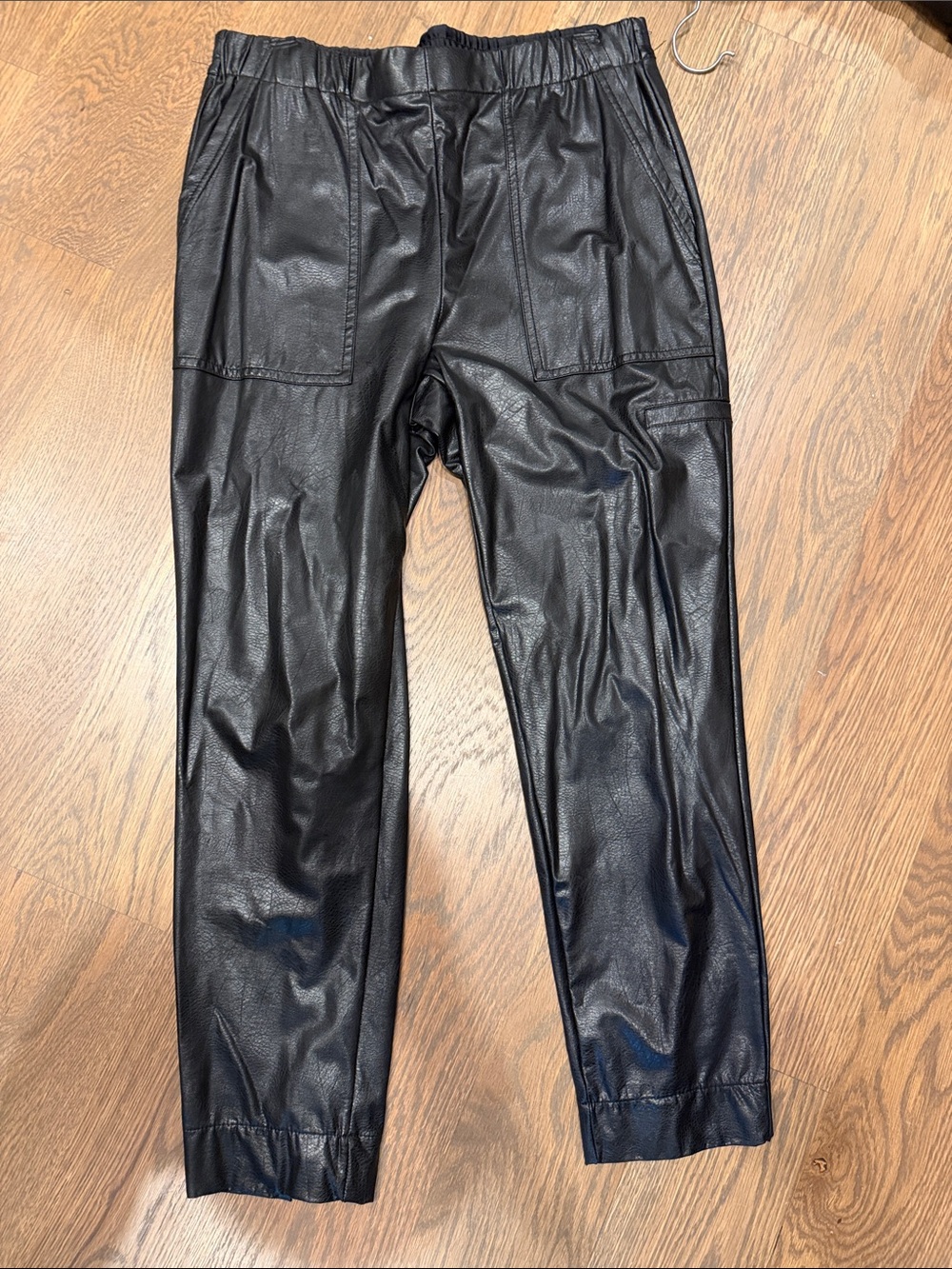 Lysse Black Faux Leather Jogger Pants